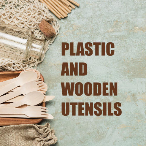 plastic and wooden utensils