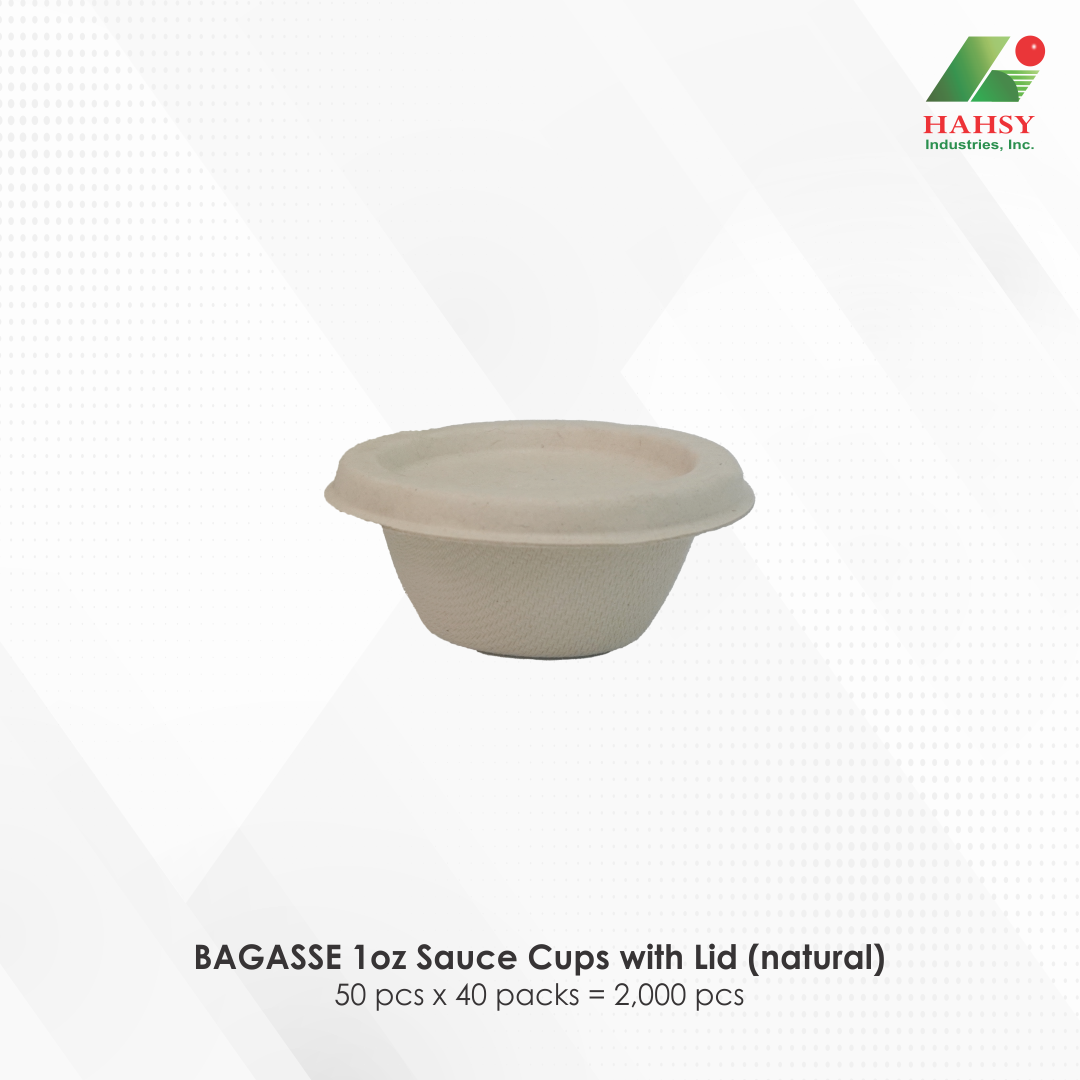 01 BAGASSE 1oz Sauce Cups with Lid (natural)