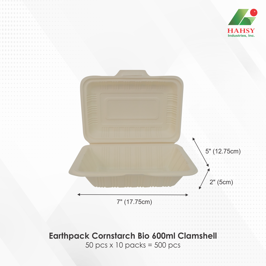 01 Earthpack Cornstarch Bio 600ml Clamshell