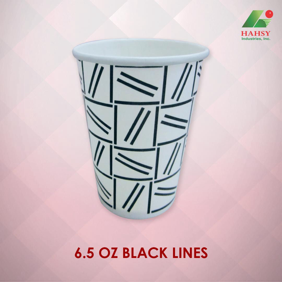 6.5oz Paper Cup with Black Lines Design