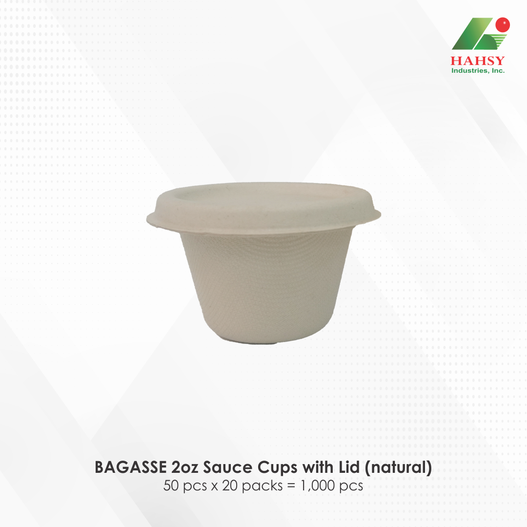 02 BAGASSE 2oz Sauce Cups with Lid (natural)