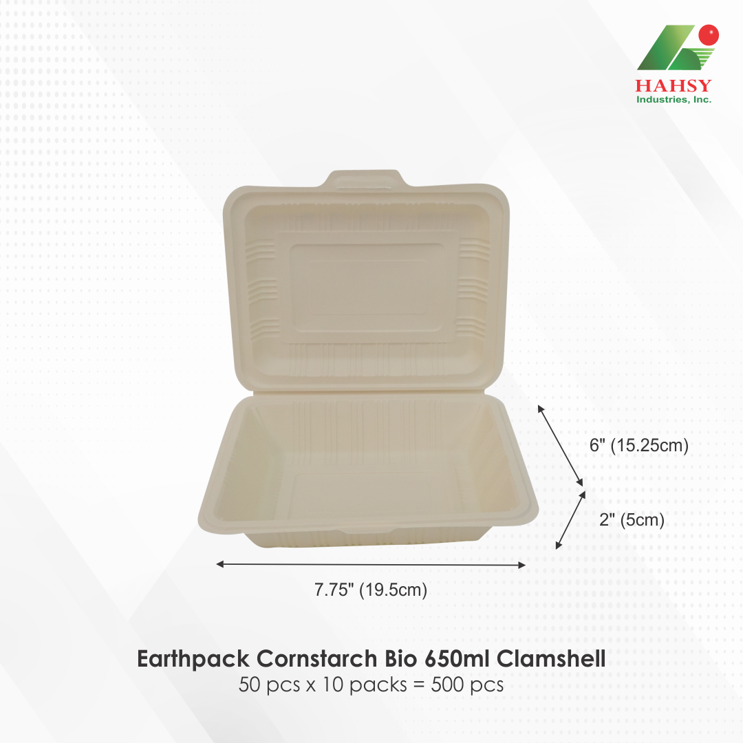 02 Earthpack Cornstarch Bio 650ml Clamshell
