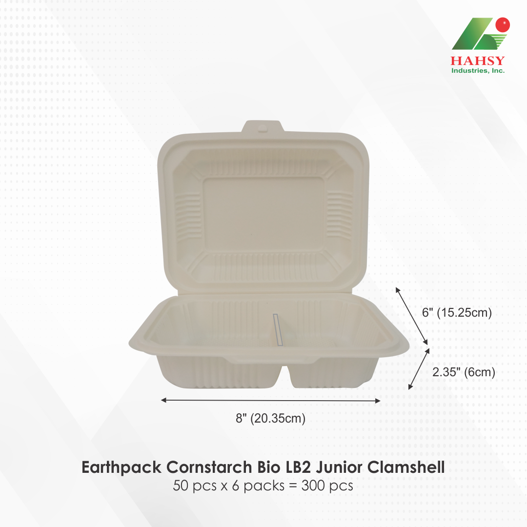 03 Earthpack Cornstarch Bio LB2 Junior Clamshell