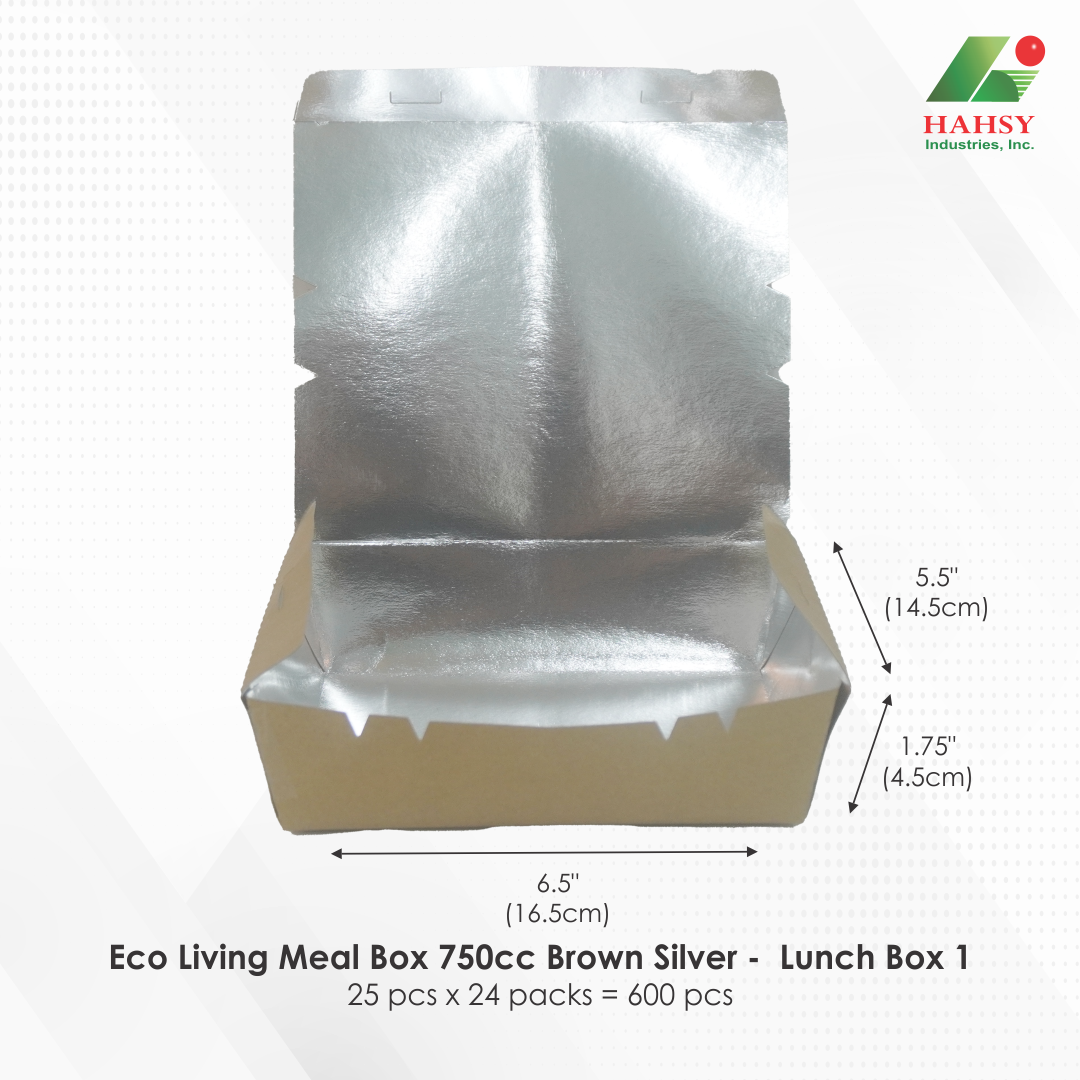 Eco Living Meal Box 750cc Brown Silver -  Lunch Box 1
