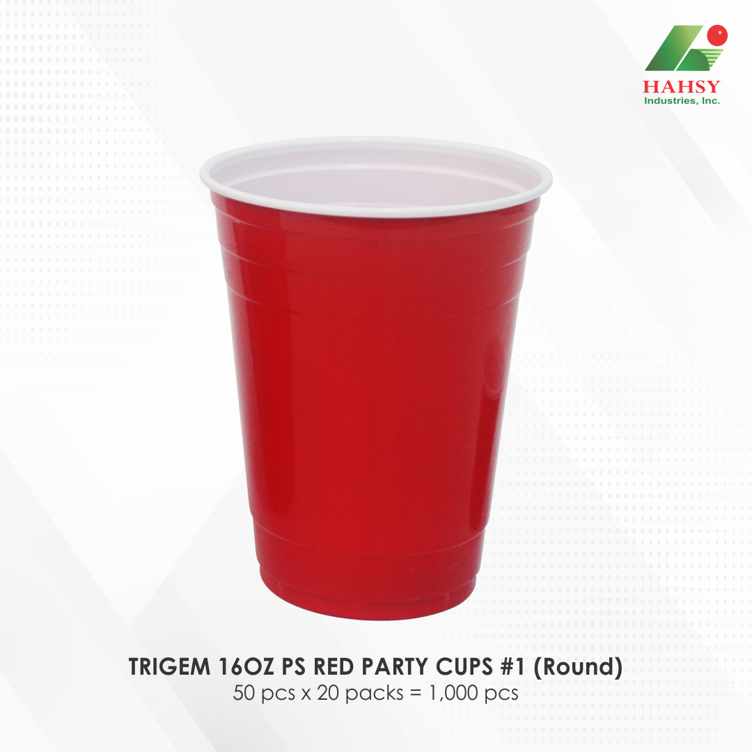03 TRIGEM 16OZ PS RED PARTY CUPS #1 (Round)