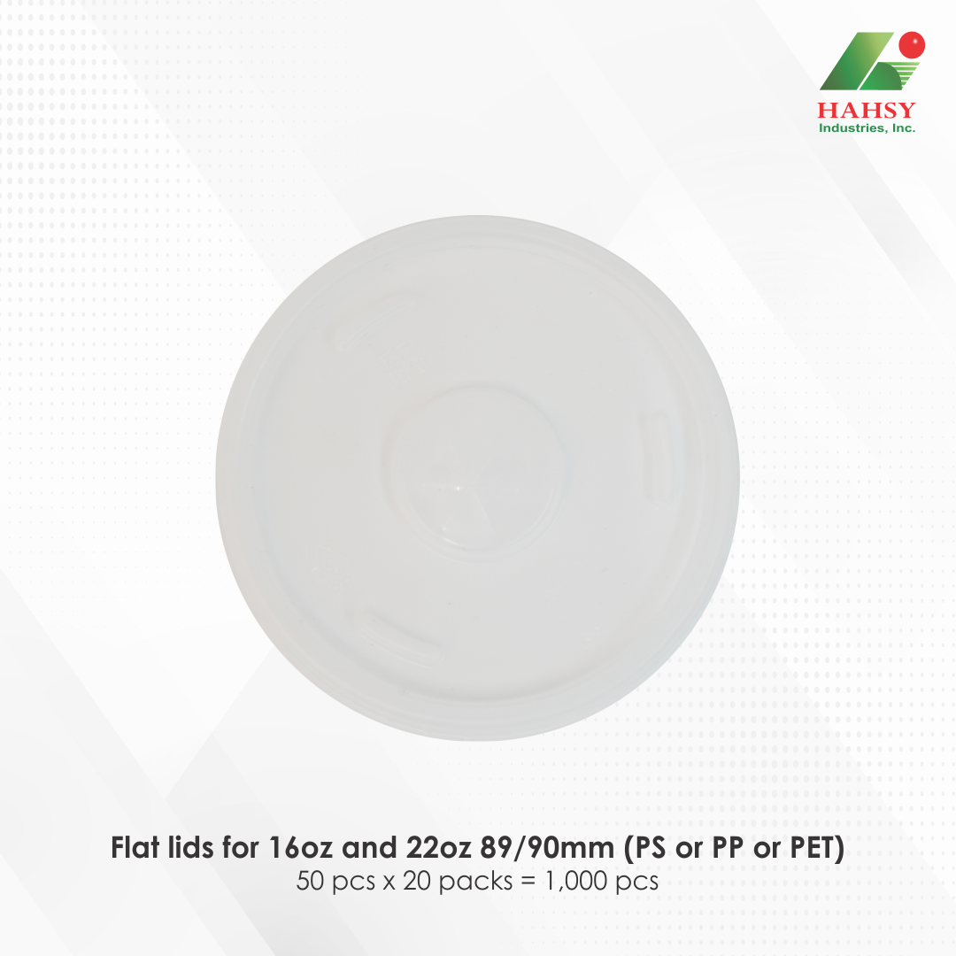 04 Flat lids for 16oz and 22oz 89-90mm (PS or PP or PET)