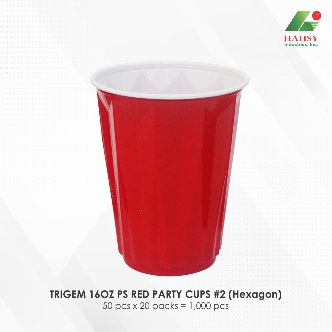 04 TRIGEM 16OZ PS RED PARTY CUPS #2 (Hexagon)