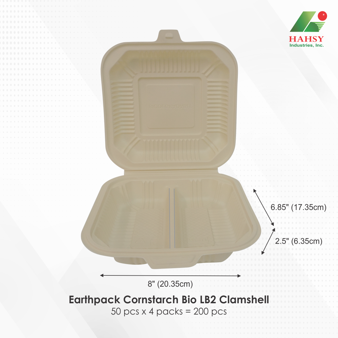 05 Earthpack Cornstarch Bio LB2 Clamshell