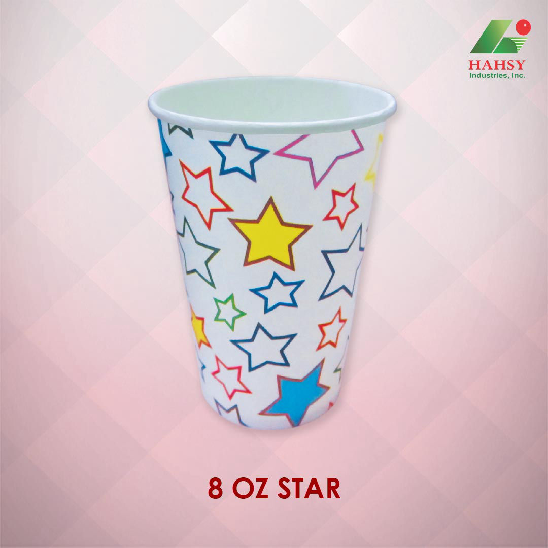 8oz Paper Cup with Stars Design