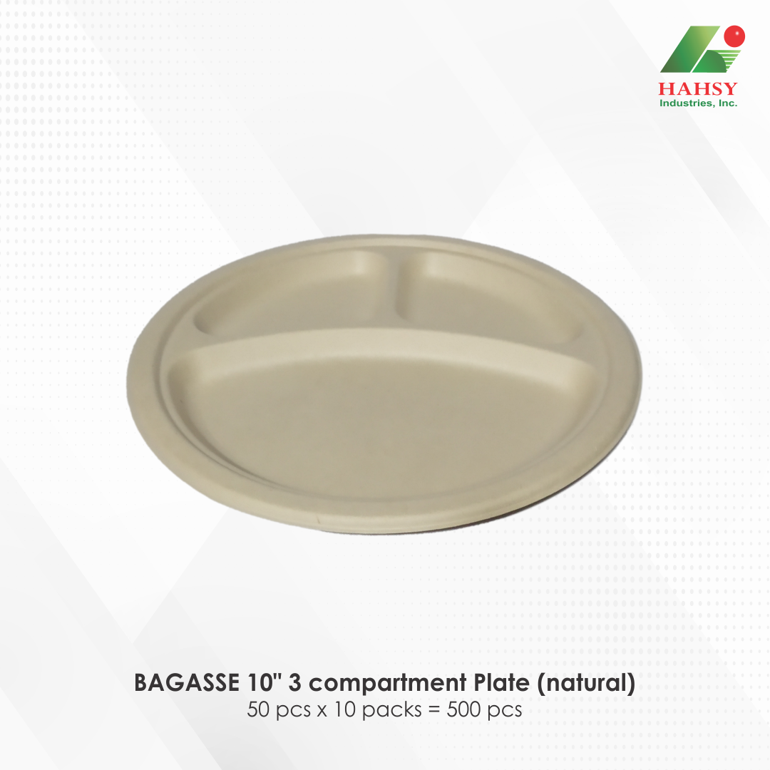 06 BAGASSE 10 3 compartment Plate (natural)