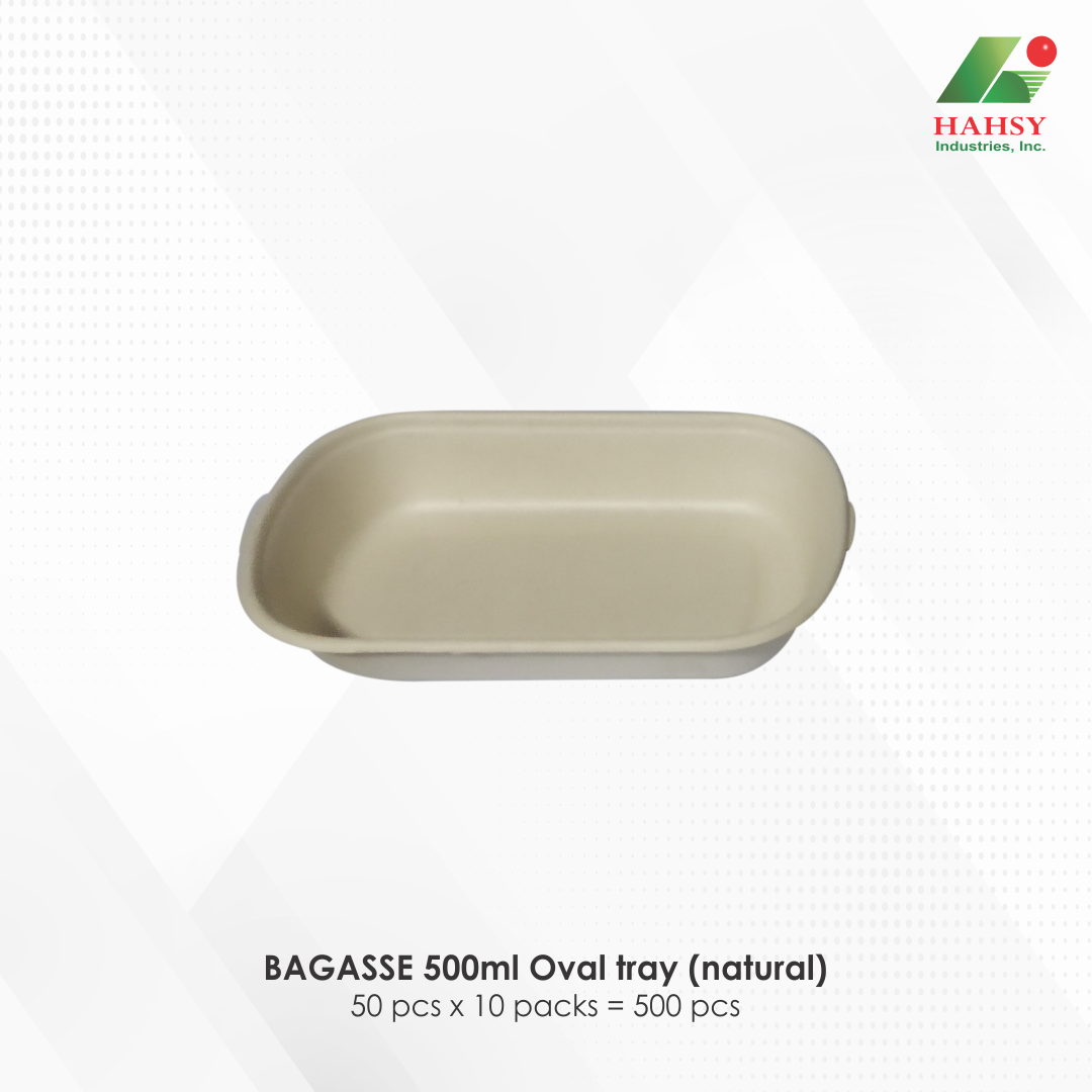 07 BAGASSE 500ml Oval tray (natural)
