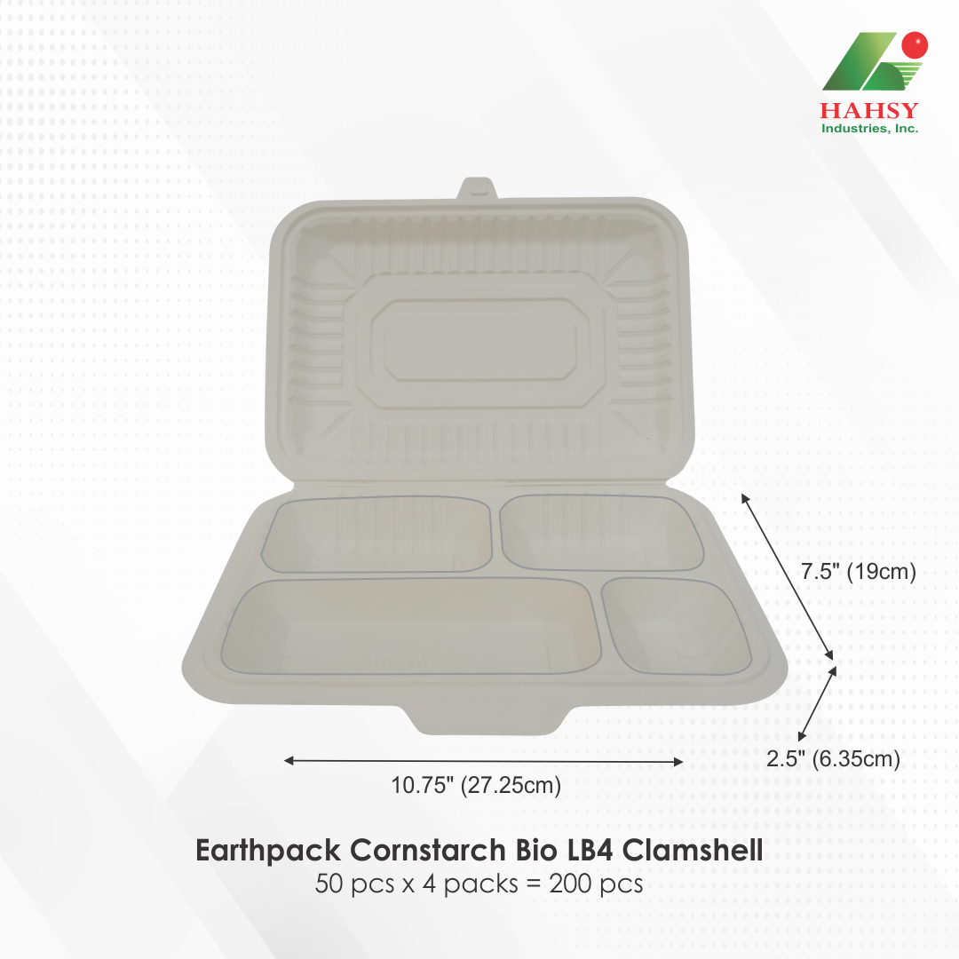 07 Earthpack Cornstarch Bio LB4 Clamshell