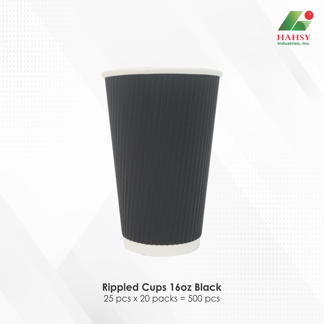 07 Rippled Cups 16oz Black