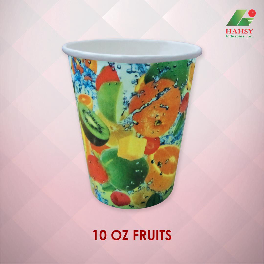 10oz Paper Cup with Fruits Design