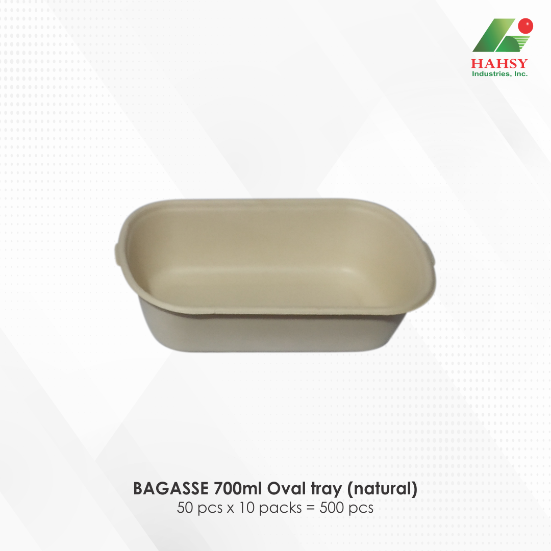 08 BAGASSE 700ml Oval tray (natural)