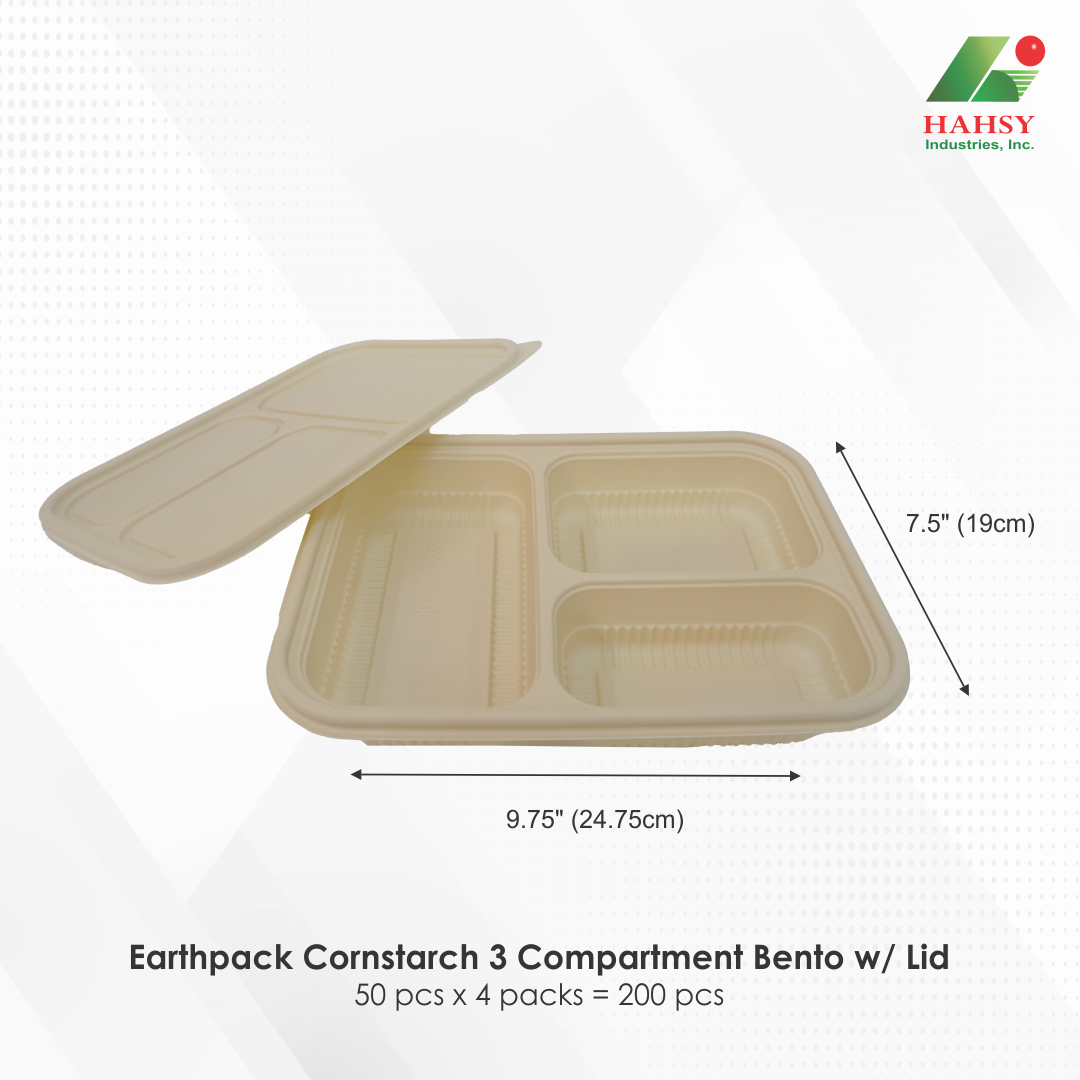 08 Earthpack Cornstarch 3 Compartment Bento