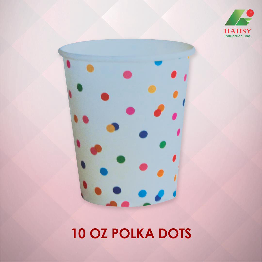 10oz Paper Cup with Polka Dots Design