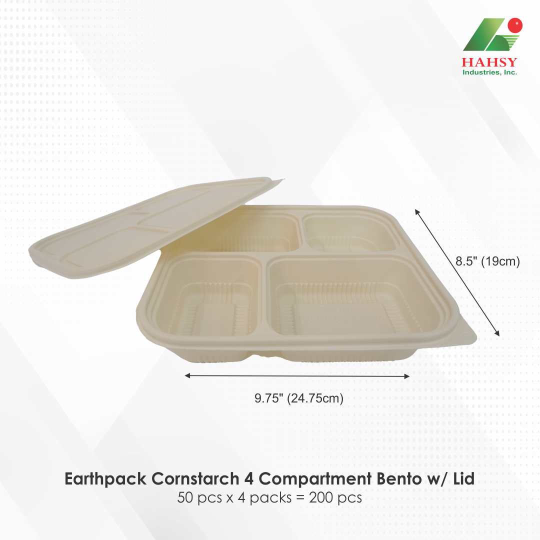 09 Earthpack Cornstarch 4 Compartment Bento