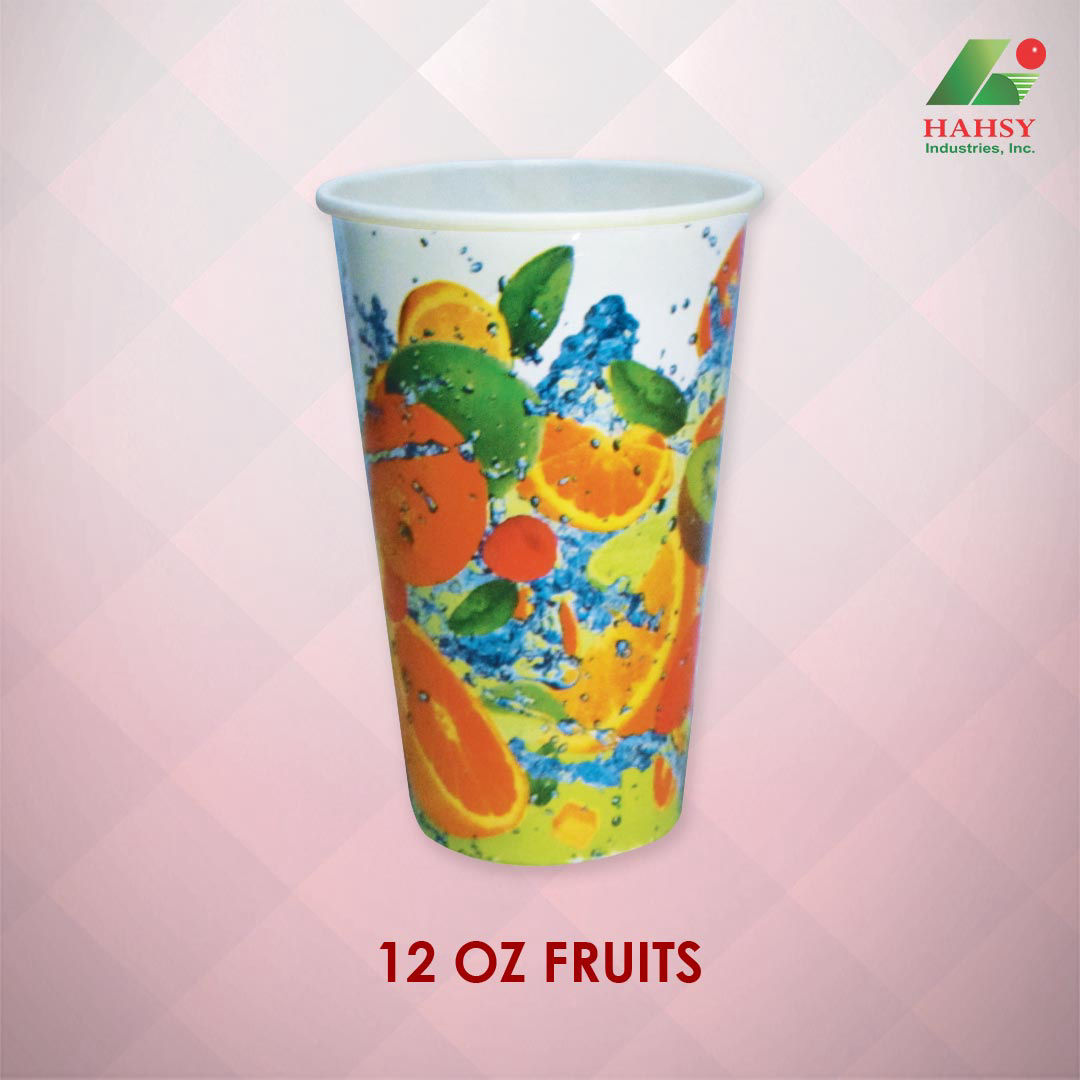 12oz Paper Cup with Fruits Design