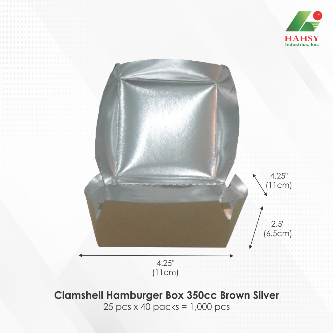 Clamshell Hamburger Box 350cc Brown Silver