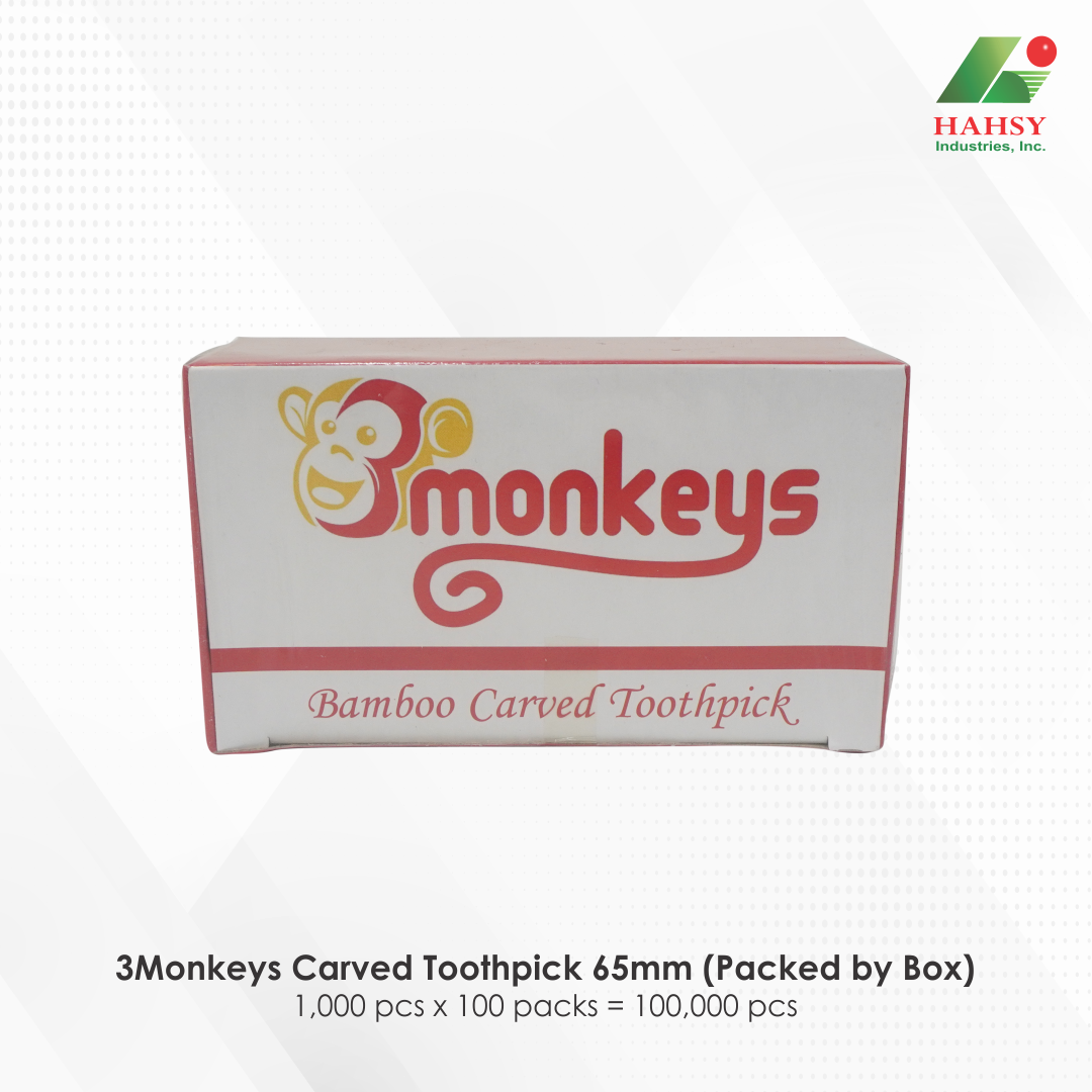 14 3Monkeys Carved Toothpick 65mm (Packed by Box)
