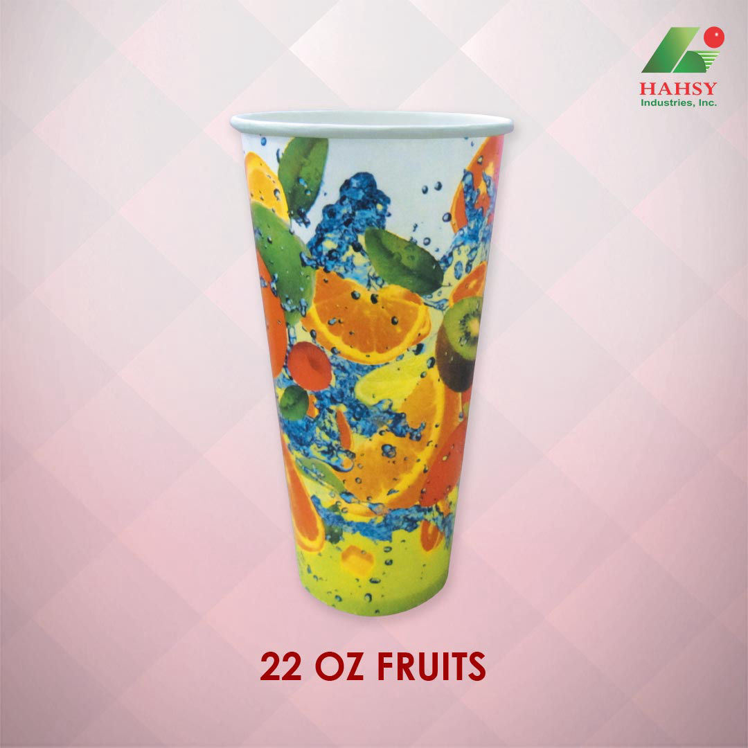 22oz Paper Cup with Fruits Design