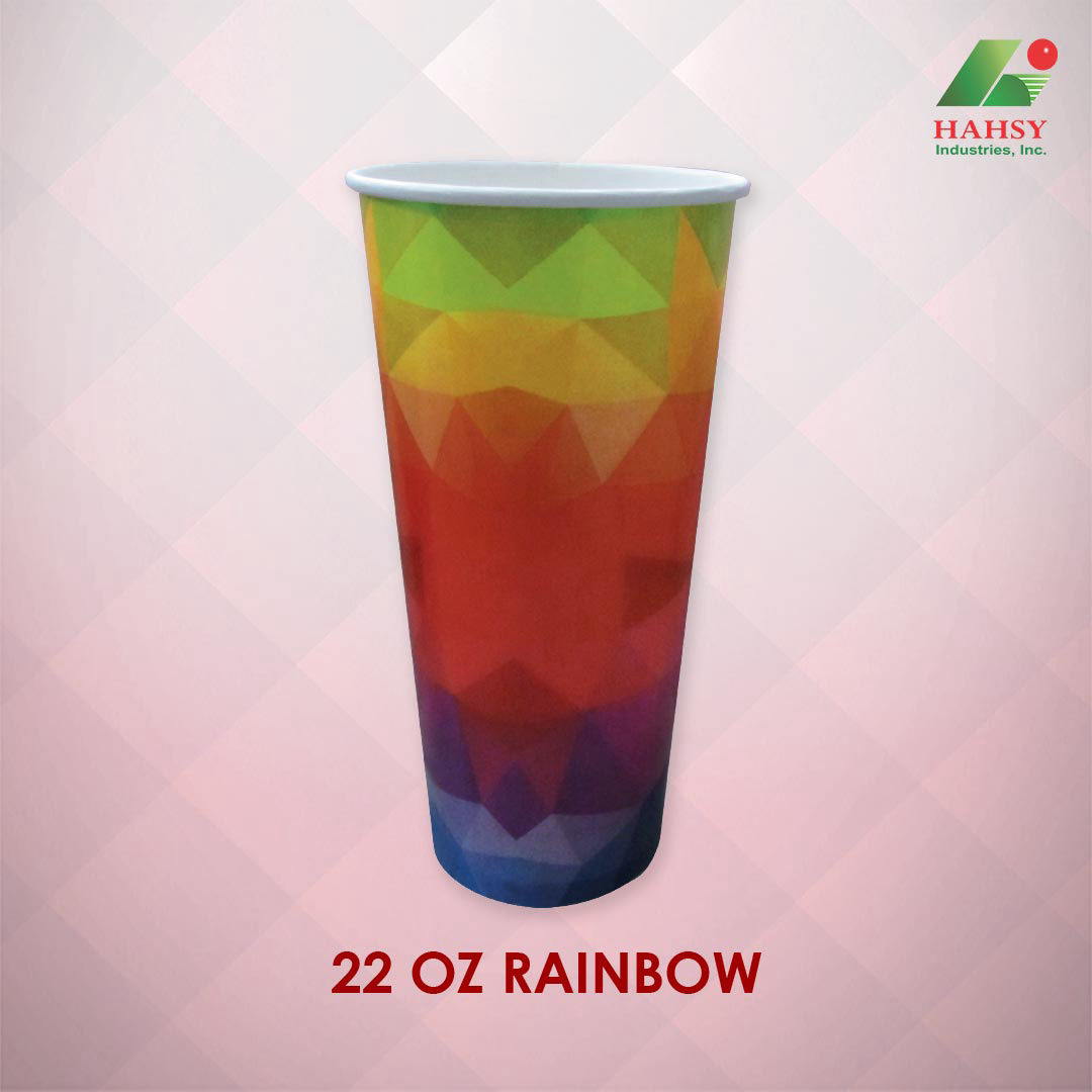 22oz Paper Cup with Rainbow Design