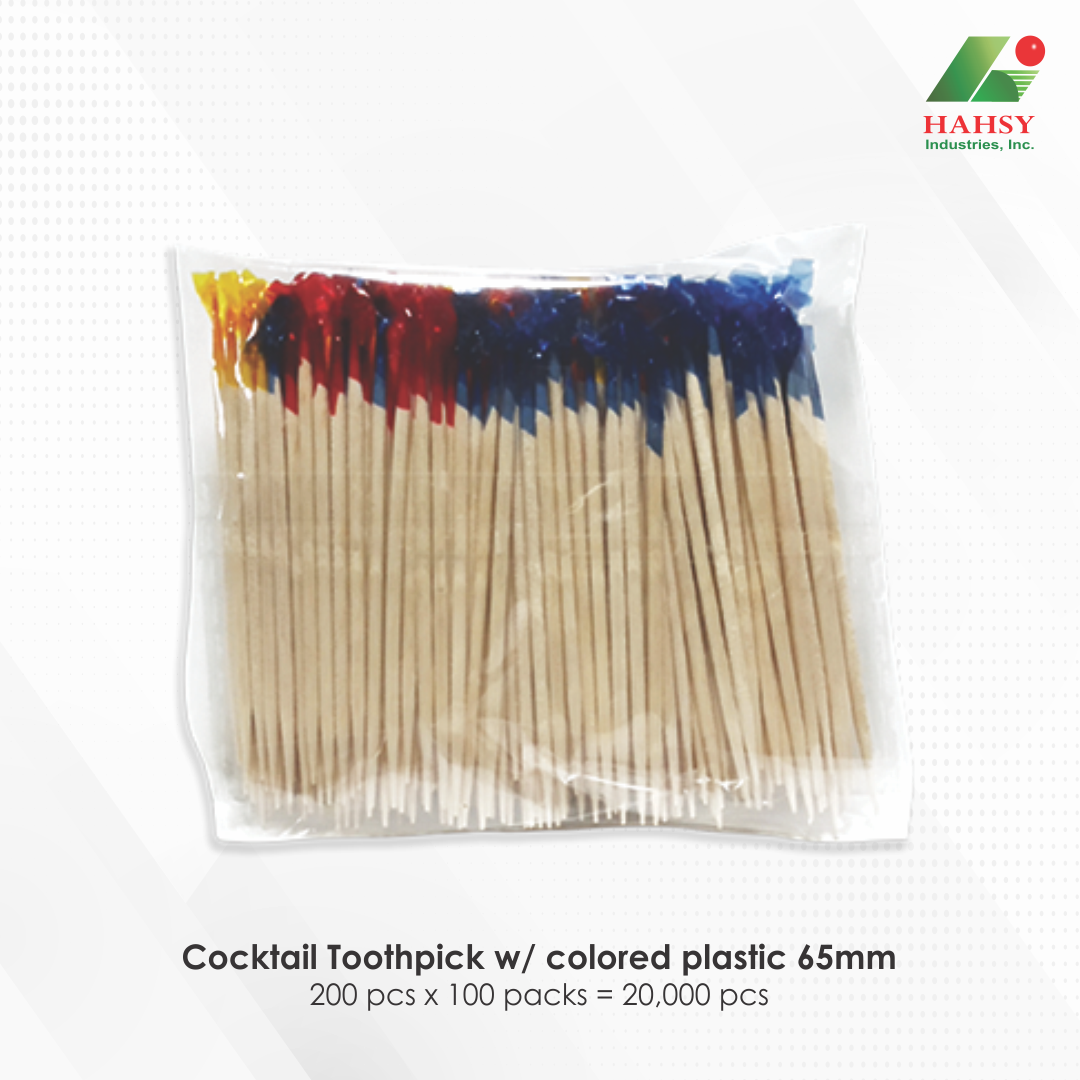 16 Cocktail Toothpick w colored plastic 65mm