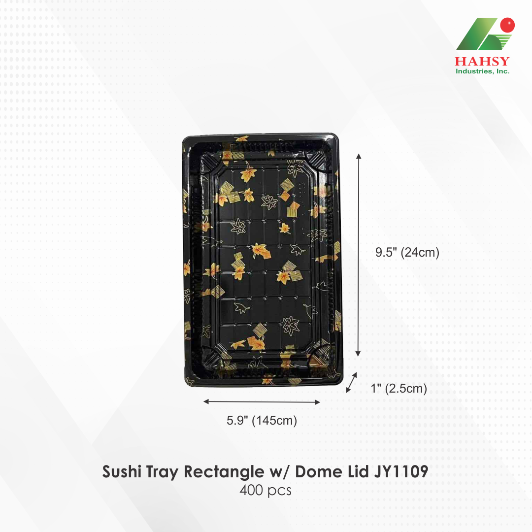 16 Sushi Tray Rectangle w Dome Lid JY1109