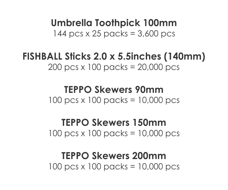 20 Umbrella Toothpick, Fishball Sticks, TEPPO Skewers