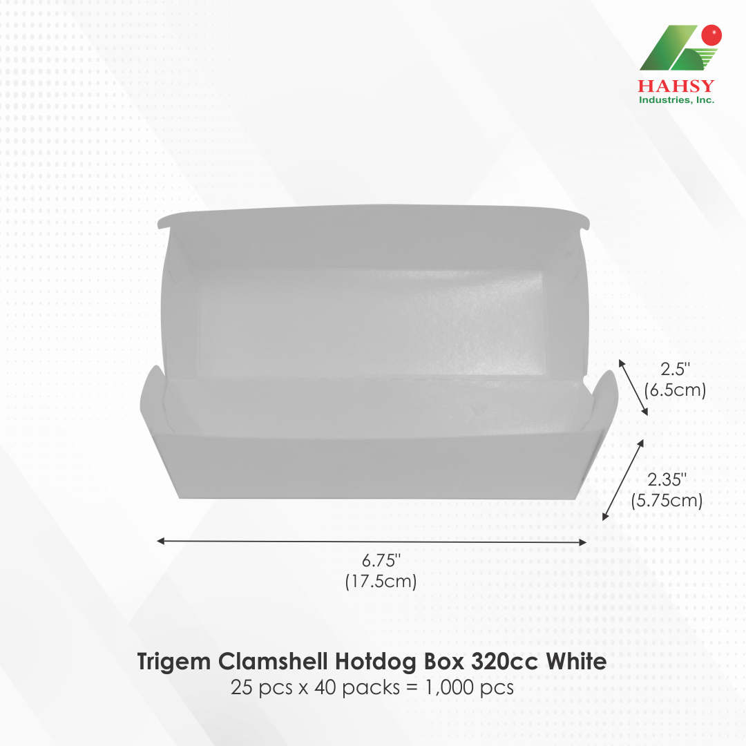 Trigem Clamshell Hotdog Box 320cc White