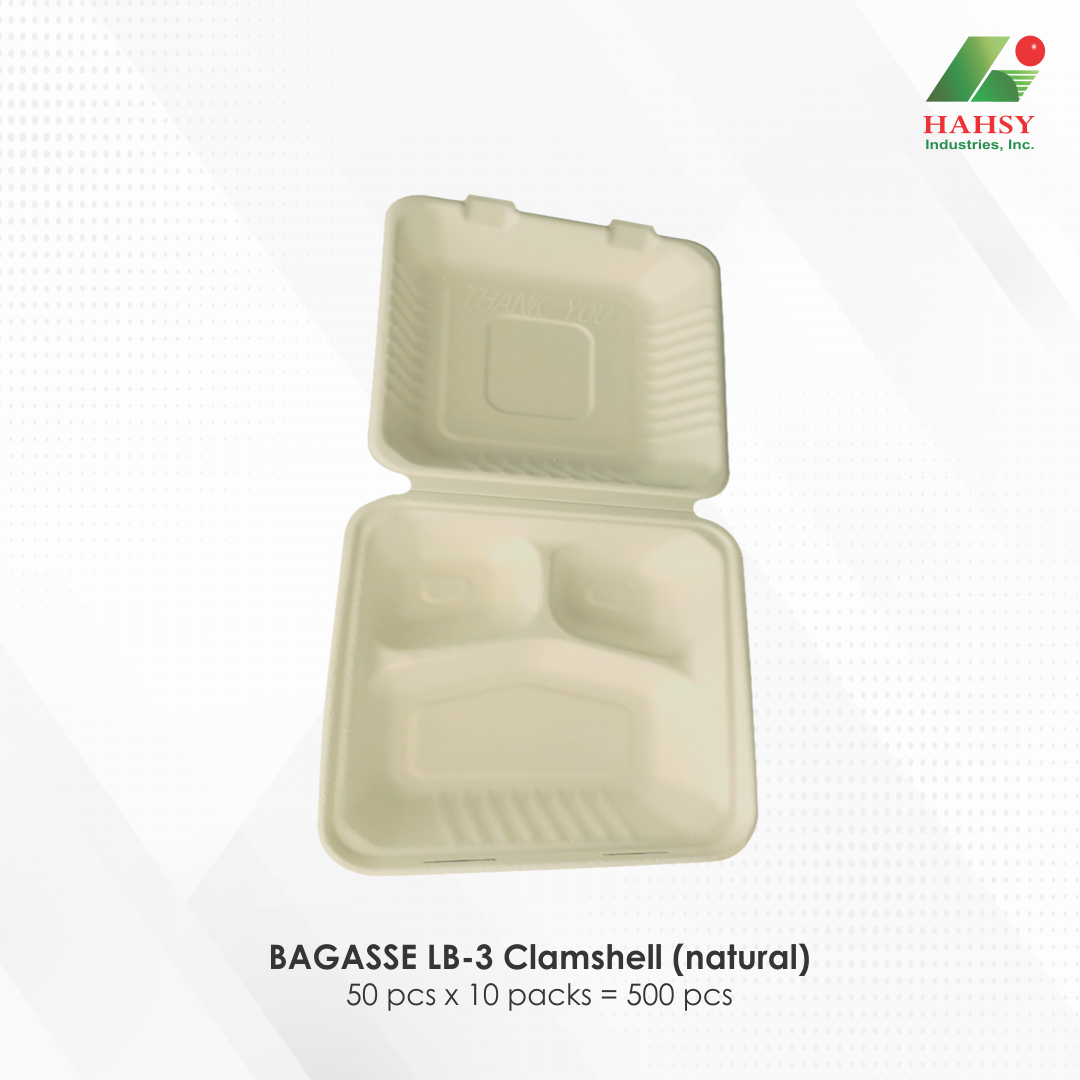 32 BAGASSE LB-3 Clamshell (natural)