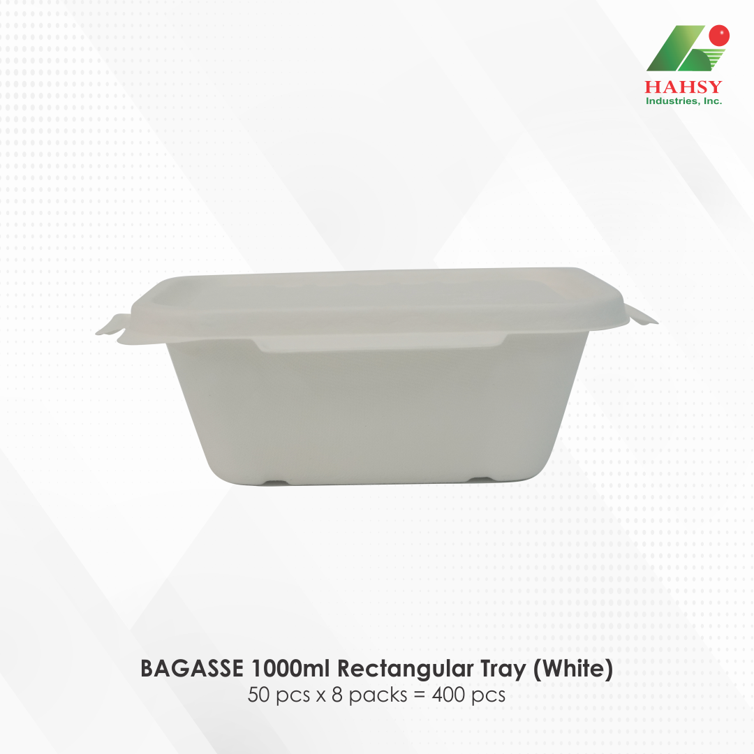 34 BAGASSE 1000ml Rectangular Tray (White)