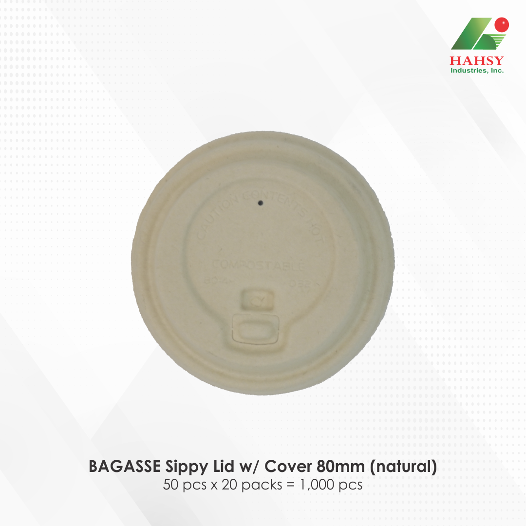 40 BAGASSE Sippy Lid w Cover 80mm (natural)