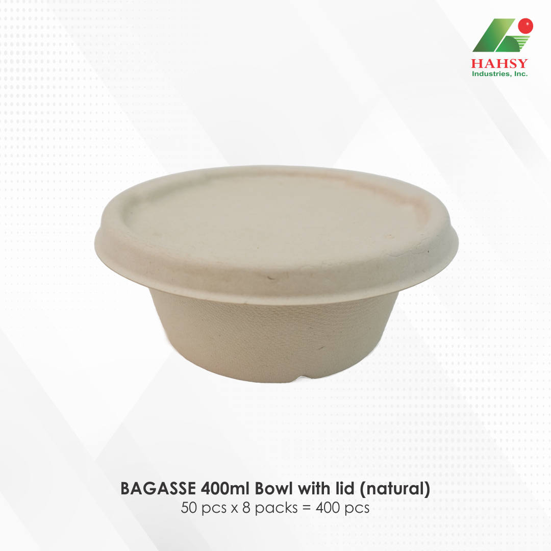 45 BAGASSE 400ml Bowl with lid (natural)