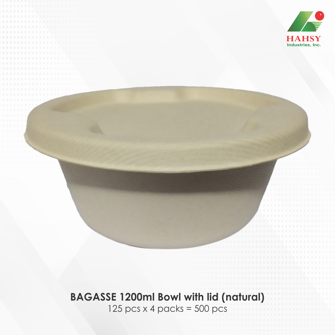 50 BAGASSE 1200ml Bowl with lid (natural)