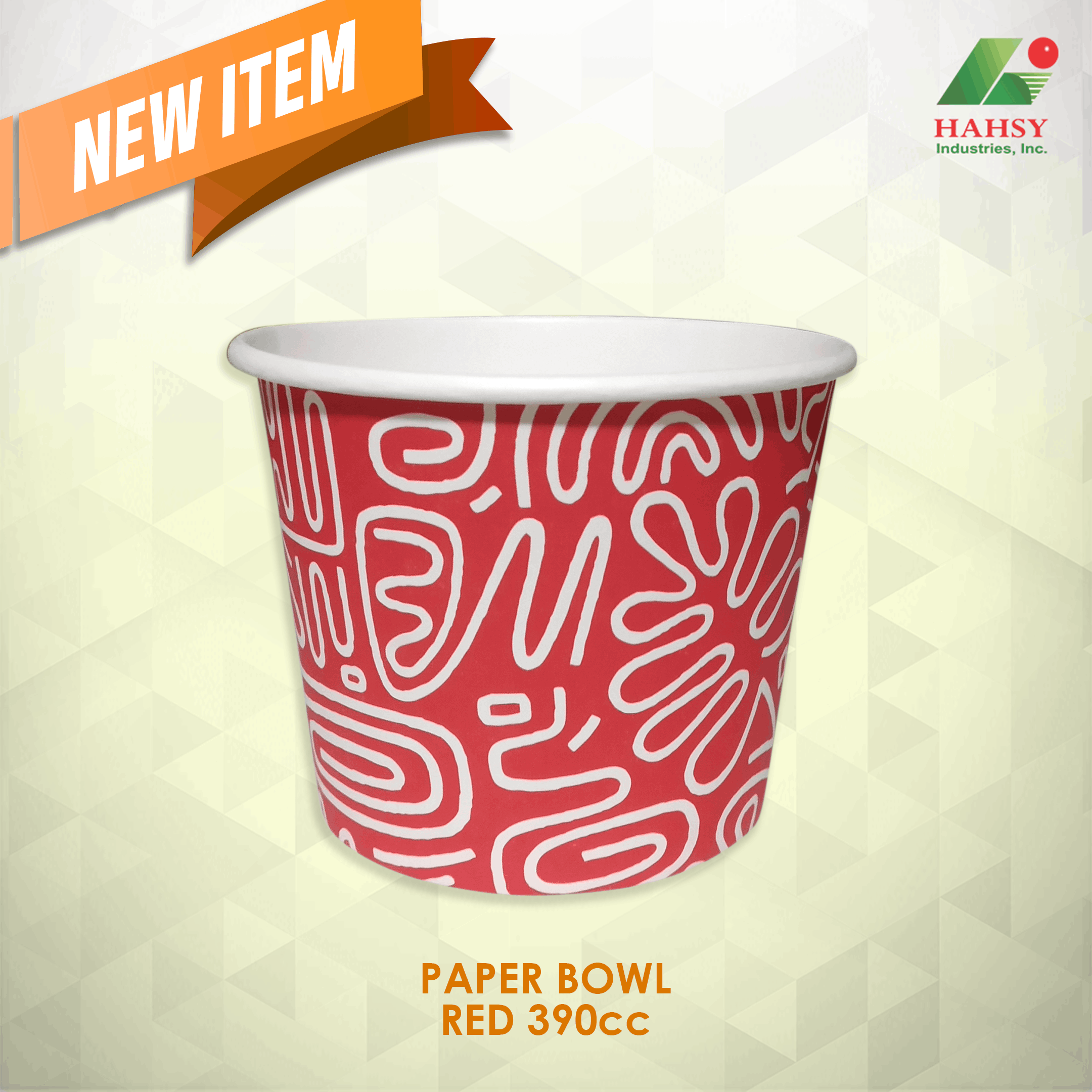 Paper Bowl Red 390cc